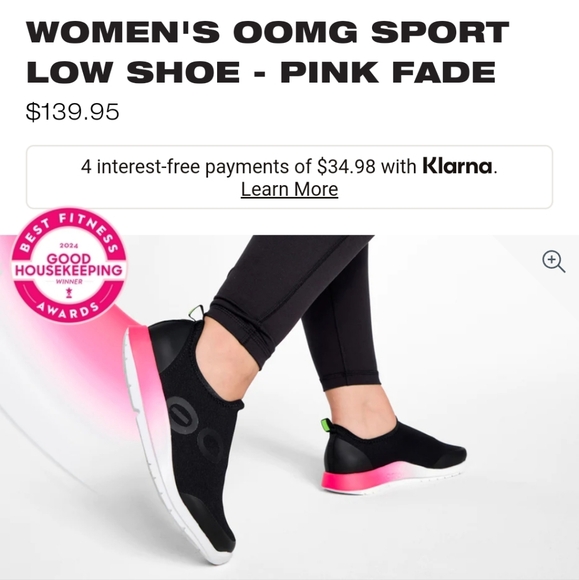 OOFOS OOMG SPORT LOW SHOE PINK FADE SZ 8 - Picture 9 of 12